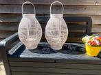 Tuinlantaarn 2x bamboe wit, Ophalen of Verzenden, Zo goed als nieuw, Staande lamp