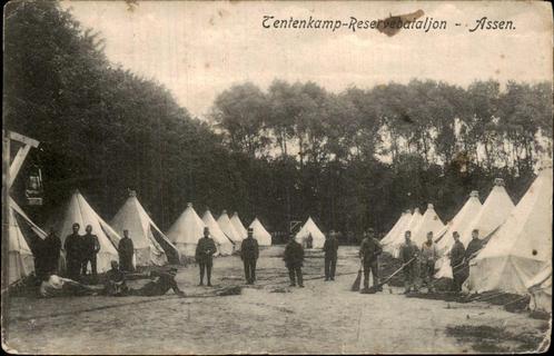 Assen - Tentenkamp Reservebataljon, Verzamelen, Ansichtkaarten | Nederland, Gelopen, Drenthe, Voor 1920, Ophalen of Verzenden