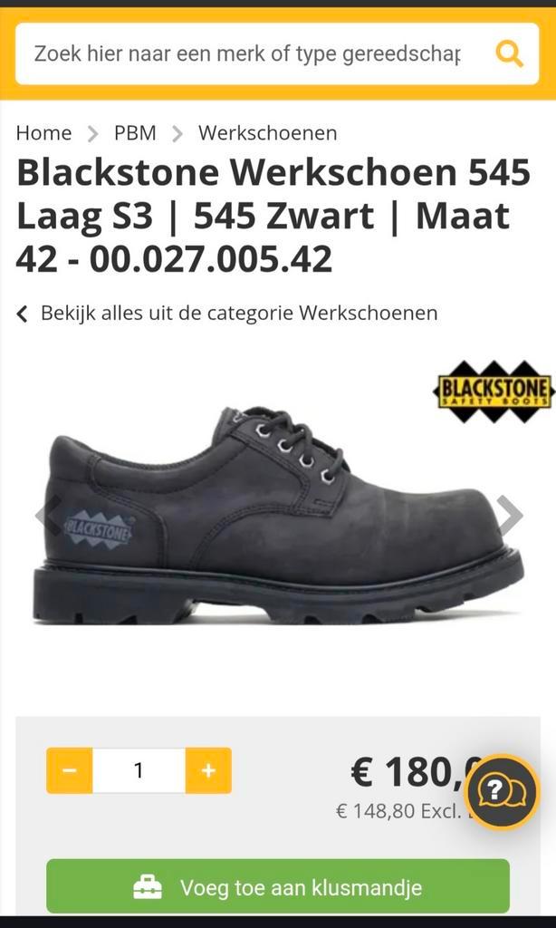 Blackstone Werkschoen 545

Laag S3
Maat
42, Doe-het-zelf en Verbouw, Veiligheidskleding, Nieuw, Ophalen of Verzenden