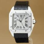 Cartier Santos 100 Xl 2656 Full Diamonds, Sieraden, Tassen en Uiterlijk, Horloges | Heren, Overige merken, Staal, Polshorloge
