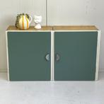 Vintage jaren 50/60 keukenkastje x 2 groen wandkast hout, Huis en Inrichting, Keuken | Keukenelementen, Ophalen, Gebruikt, Onbekend