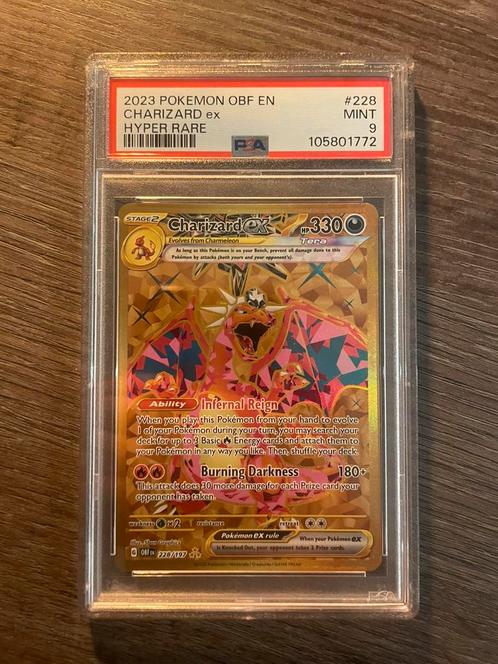 PSA 9 slab Charizard #228/197 - Hyper rare, Hobby en Vrije tijd, Verzamelkaartspellen | Pokémon, Zo goed als nieuw, Losse kaart