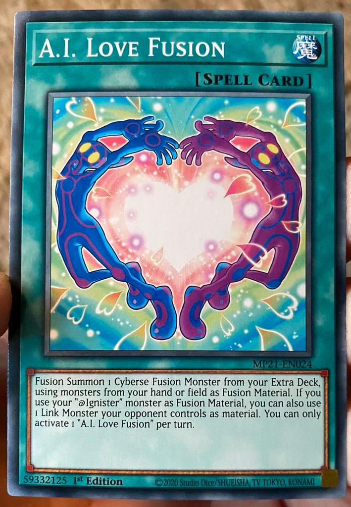 Yu-Gi-Oh! A.I. Love Fusion MP21 1st Edition !, Hobby en Vrije tijd, Verzamelkaartspellen | Yu-gi-Oh!, Zo goed als nieuw, Losse kaart