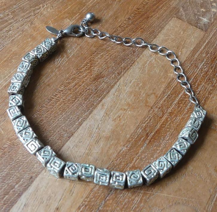 MKM design armband zilverkleurige blokjes, Sieraden, Tassen en Uiterlijk, Armbanden, Gebruikt, Staal, Zilver, Ophalen of Verzenden