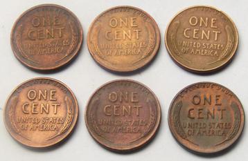 **  AMERIKA  - 6 x 1 Cent Lincoln - Wheat Reverse Penny's * beschikbaar voor biedingen