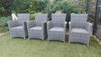 4 robuuste rond wicker tuinstoelen, Ophalen, Gebruikt, Wicker