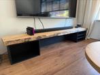 Tv meubel. Zwart met losse houten plank, Ophalen, Gebruikt, Overige materialen, Modern, strak, industrieel, zwart, hout