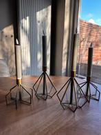 4 glas/gouden kandelaars Sissy Boy - Set van 2 hoog & 2 laag, Overige materialen, Gebruikt, Ophalen of Verzenden, Kandelaar