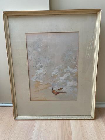 Aquarel Jo Schrijnder/ jacht/natuur schilderij beschikbaar voor biedingen
