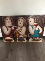 Metalen 3D handgeschilderd schilderij De Dikke Dames, Antiek en Kunst, Kunst | Schilderijen | Modern, Ophalen