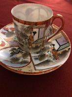 Antiek Japans kop en schotel setje, Kutani porselein, Antiek en Kunst, Antiek | Keramiek en Aardewerk, Ophalen of Verzenden