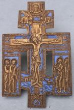 Icoon Russisch Orthodox Geëmailleerd brons begin 19e eeuw, Antiek en Kunst, Antiek | Religie, Ophalen of Verzenden