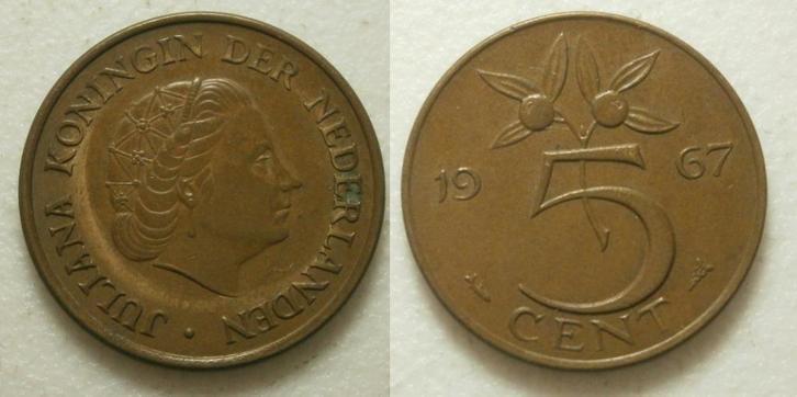 Juliana 5 cent 1967, Postzegels en Munten, Munten | Nederland, Losse munt, 5 cent, Koningin Juliana, Ophalen of Verzenden