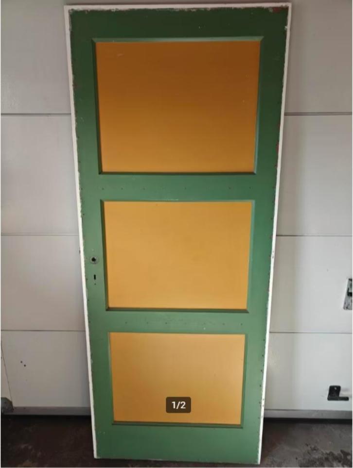 Paneeldeur - Houten Binnendeur, Doe-het-zelf en Verbouw, Deuren en Horren, Gebruikt, Binnendeur, 200 tot 215 cm, 80 tot 100 cm