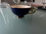 Antieke Flora Gouda Koffiekop Koningsblauw Porselein Gaaf, Ophalen of Verzenden