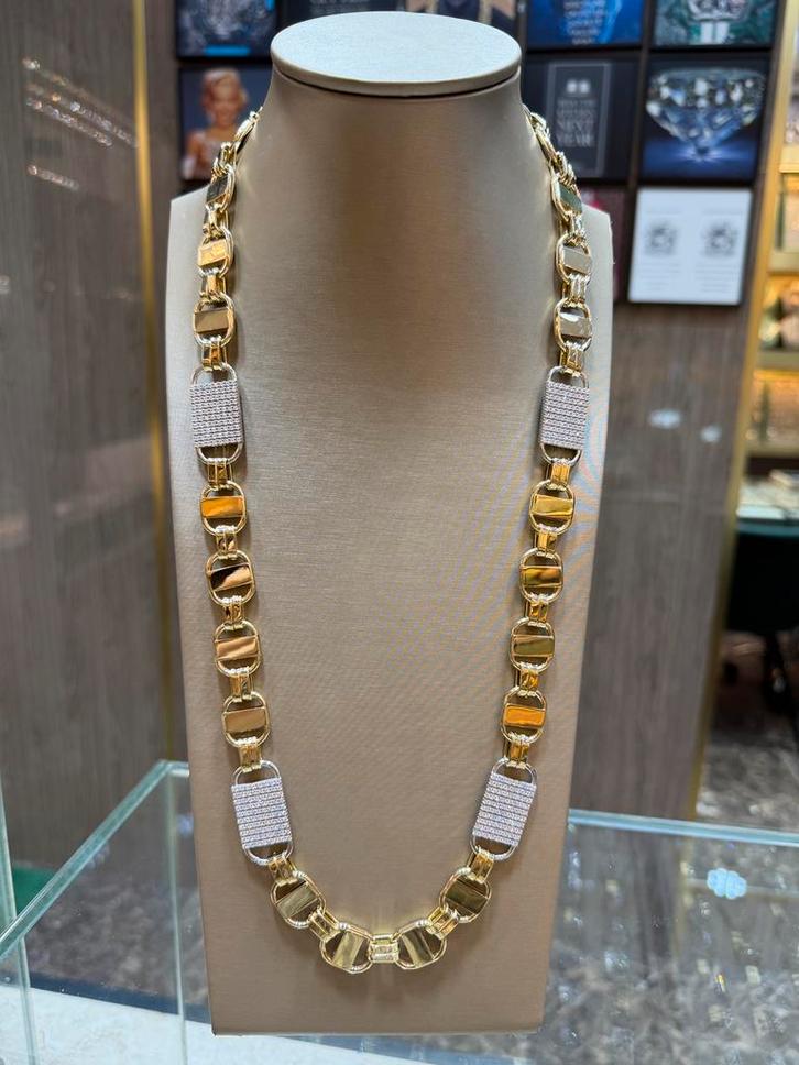 14KT Goud - 100.98 Gram - Ketting - PLATTE MAGNUM, Sieraden, Tassen en Uiterlijk, Kettingen, Nieuw, Goud, Ophalen