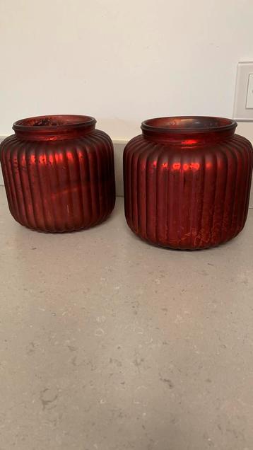 Set van 2 Rode Windlichten - decoratief - Nieuwstaat! beschikbaar voor biedingen