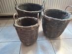 Leuke set van 3 rieten leemmanden, Huis en Inrichting, Ophalen, Gebruikt, Mand, Rond