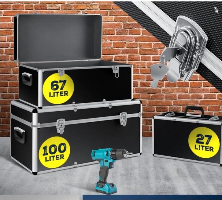 Aluminium Boxen NIEUW Gereedschapskisten 25-68-100 Ltr, Doe-het-zelf en Verbouw, Gereedschapskisten, Nieuw, Ophalen of Verzenden