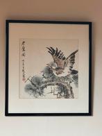 Aquarel schilderij Chinese voorstelling Adelaar 44/48.5 cm, Ophalen of Verzenden