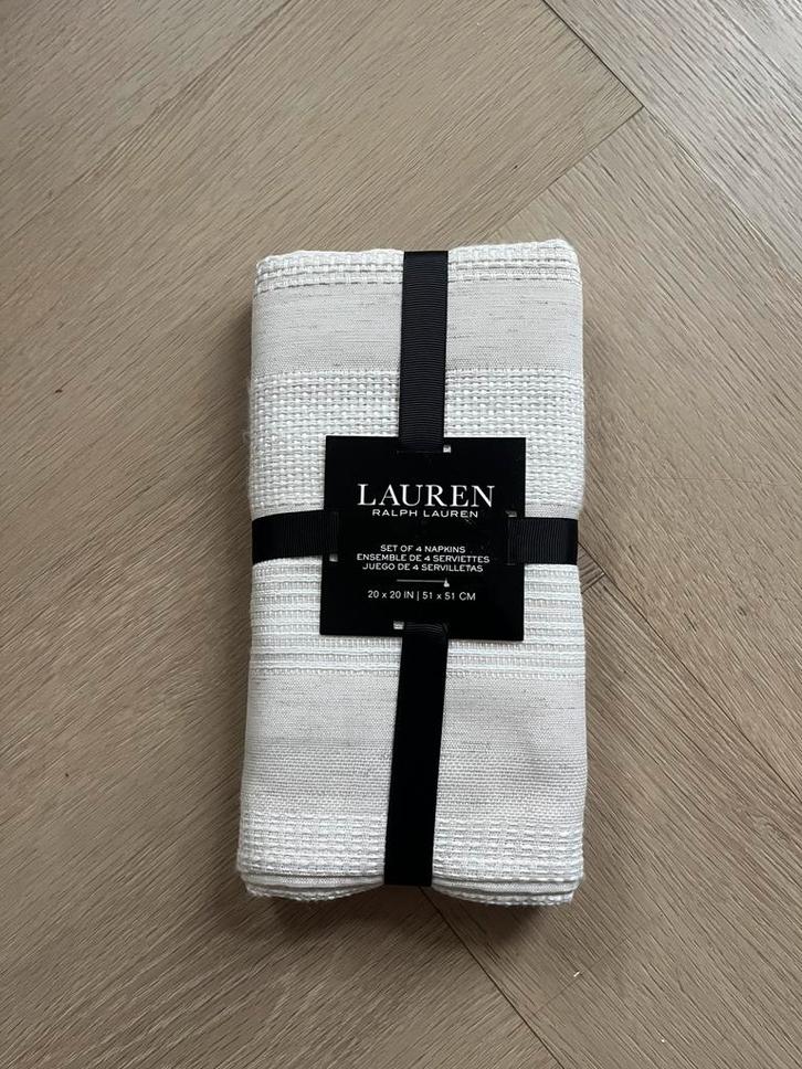 Ralph lauren 4 x linnenlook stoffen servetten beige NIEUW, Huis en Inrichting, Keuken | Textiel, Nieuw, Overige typen, Beige, Ophalen of Verzenden