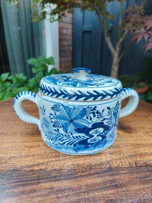Oude antieke aardewerken Delfts blauwe boterpot, Antiek en Kunst, Antiek | Keramiek en Aardewerk, Ophalen of Verzenden
