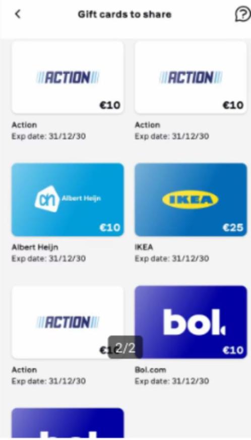 OP = OP / GRATIS KADOKAARTEN TWV 135,-, Tickets en Kaartjes, Kortingen en Cadeaubonnen, Eén persoon, Overige typen
