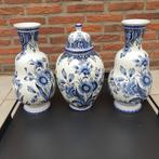 3 Originele Delfs Blauwe Vazen - 36cm, Huis en Inrichting, Blauw, Aardewerk of Porselein, Ophalen of Verzenden, Zo goed als nieuw