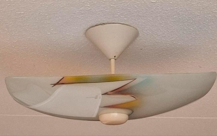 Vintage Retro Plafondlamp Jaren 60, Huis en Inrichting, Lampen | Wandlampen, Gebruikt, Glas, Kunststof, Ophalen of Verzenden