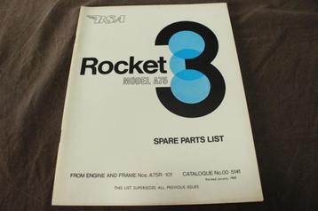 BSA A75 Rocket 3 1969 motorcycle parts list beschikbaar voor biedingen
