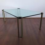 Salontafel messing en glas door Peter Ghyczy, 50 tot 100 cm, Minder dan 50 cm, Gebruikt, Rechthoekig