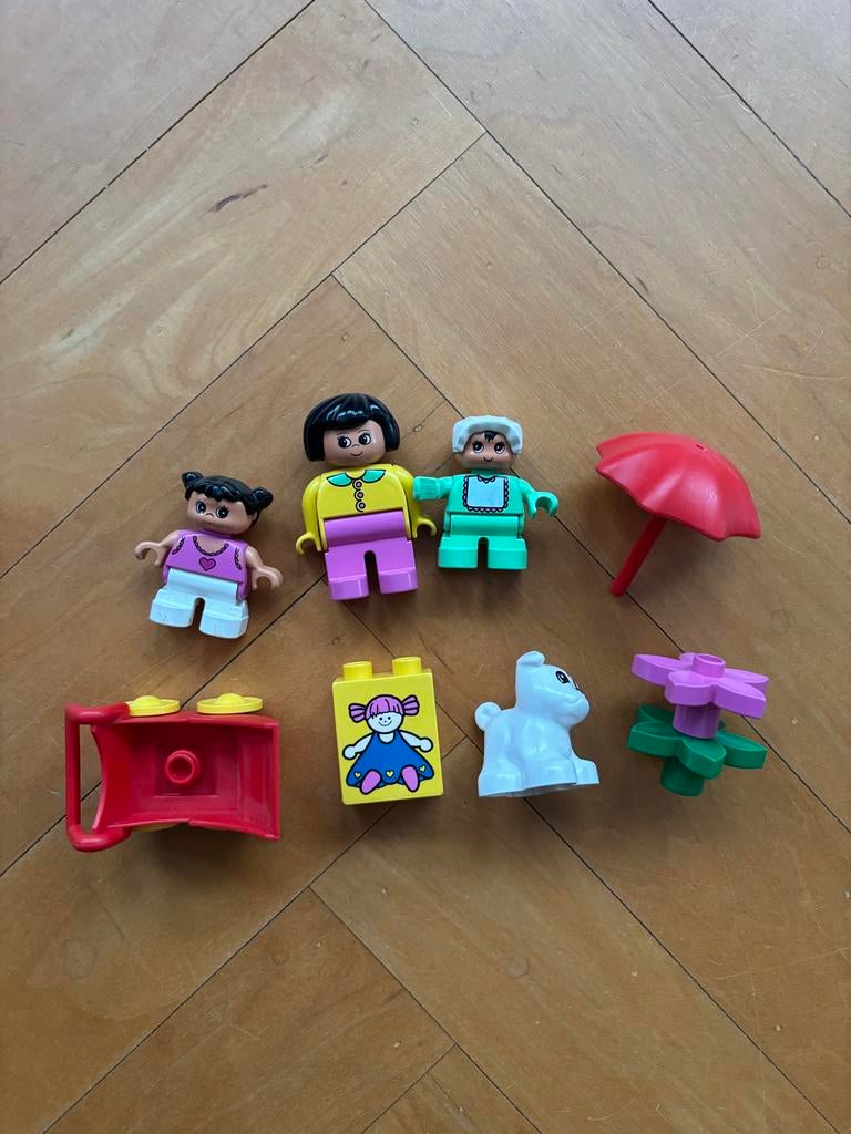Lego Duplo moeder meisje baby hondje kinderwagen set!, Kinderen en Baby's, Ophalen of Verzenden, Zo goed als nieuw, Losse stenen