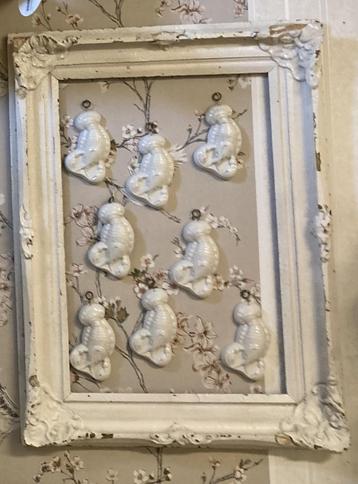 8x Vintage puddingvormpje / Kreeft / wit beschikbaar voor biedingen