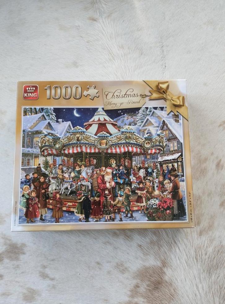 Kerst puzzel "Carousel" 1000 stukjes, Hobby en Vrije tijd, Denksport en Puzzels, Zo goed als nieuw, 500 t/m 1500 stukjes, Ophalen of Verzenden