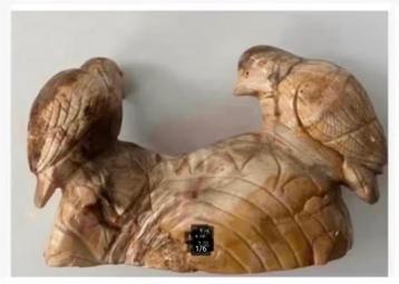 Korting Versteend hout, edelsteen, Vogels op stam beschikbaar voor biedingen