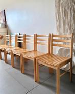 Geweldige set (4) Vintage Design houten latten STOELEN, Huis en Inrichting, Stoelen, Ophalen