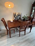 Amerikaanse kersenhouten eetkamertafel/verlengblad/6 stoelen, Huis en Inrichting, Tafels | Eettafels, Gebruikt, 100 tot 150 cm
