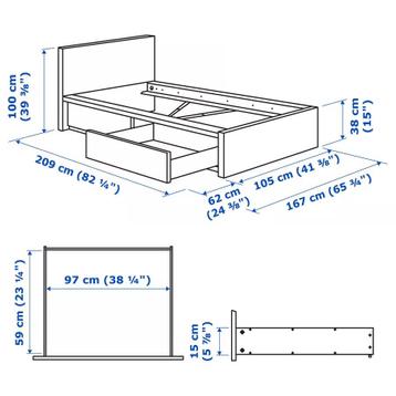 IKEA Malm 1-persoonsbed wit met lades en lattenbodem - afbeelding 5