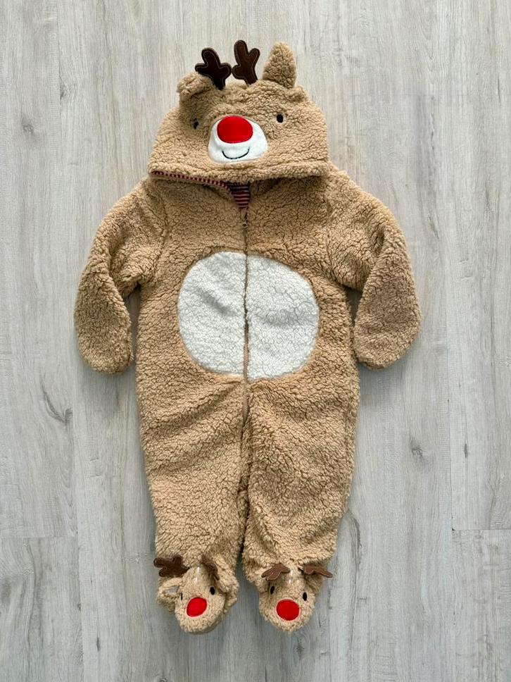 Kerst Primark winter onesie Rudolf Rendier gewatteerd pak 86, Kinderen en Baby's, Babykleding | Maat 86, Zo goed als nieuw, Jongetje of Meisje