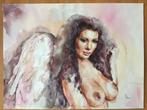 Aquarell DIN A3, Portrait Gemälde Original Signiert, sexy, Antiek en Kunst, Verzenden