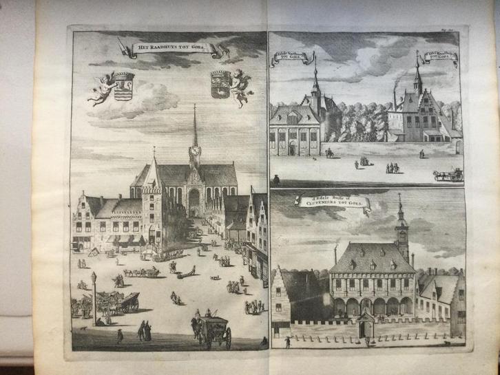 Goes, Raadhuis, Hand- Schietboog; Hof, 1696, Antiek en Kunst, Kunst | Etsen en Gravures, Ophalen