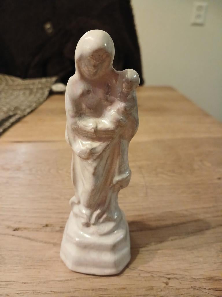 Parelmoer beeldje Maria en kind moeder kind 13cm hoog, Ophalen, Zo goed als nieuw, Mens