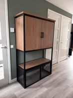 Staal met eiken kasten | tv meubel | glazenkast, Ophalen, Zo goed als nieuw, 25 tot 50 cm, Minder dan 150 cm