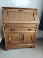 antiek eiken secretaire /bureau met klep,1 lade / 2 deurtjes, Ophalen, Gebruikt