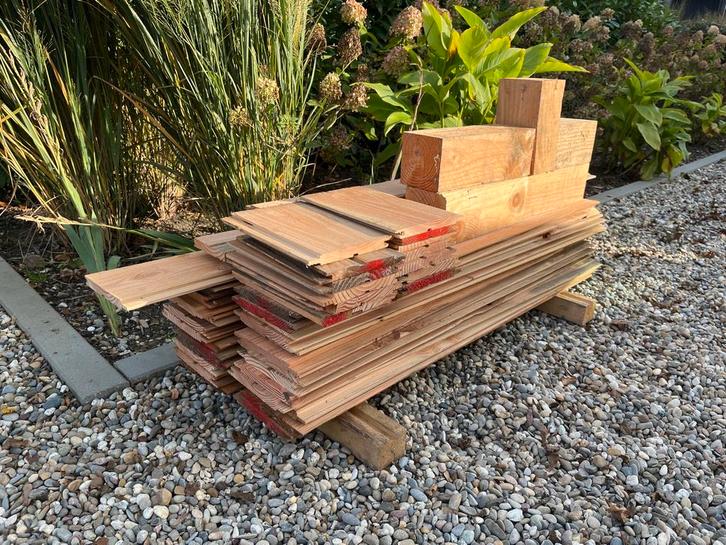 Douglas Rabatdelen Restanten - ca. 120cm, Doe-het-zelf en Verbouw, Hout en Planken, Gebruikt, Plank, Overige houtsoorten, Minder dan 200 cm