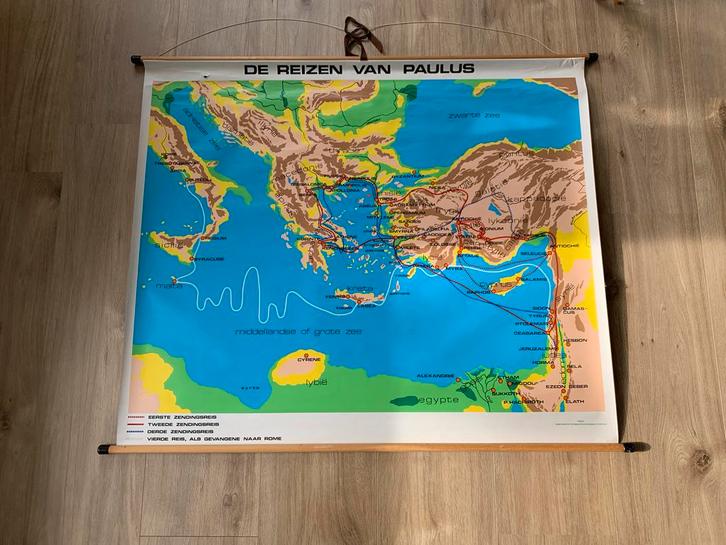 Schoolplaat: De Reizen van Paulus, Antiek en Kunst, Antiek | Schoolplaten, Geschiedenis, Ophalen