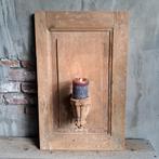 Landelijk houten luik met kandelaar 69x44cm sober *Etage3*, Huis en Inrichting, ., Ophalen of Verzenden, Zo goed als nieuw, .