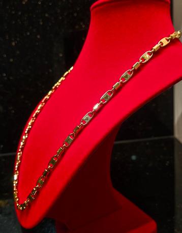Gold plated verguld goud 60cm massieve halsketting Nieuw! beschikbaar voor biedingen
