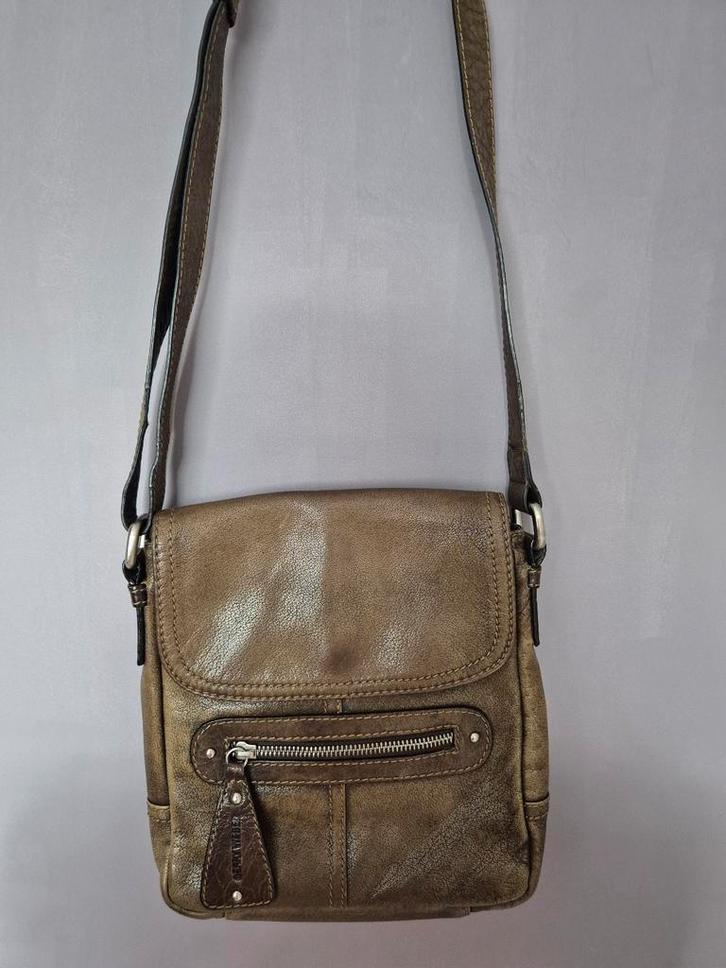 Gerry Weber Leren Schoudertas - Modderkleur, Sieraden, Tassen en Uiterlijk, Tassen | Damestassen, Gebruikt, Schoudertasje, Bruin