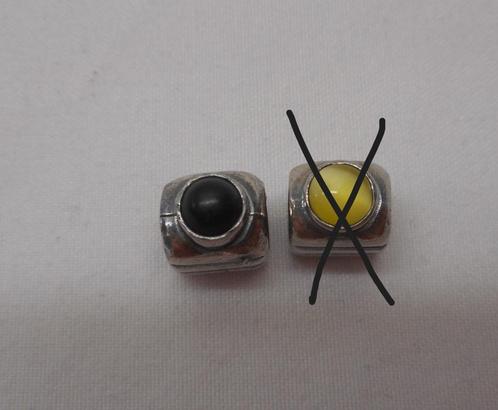 Zilveren Bacio bedel met zwarte steen  nr.263, Sieraden, Tassen en Uiterlijk, Bedels, Zo goed als nieuw, Overige merken, Zilver